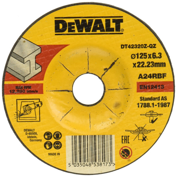 DEWALT BRUSNA PLOČA SA UDUBLJENIM CENTROM 125X6,3 22,23 ZA METAL DT42320