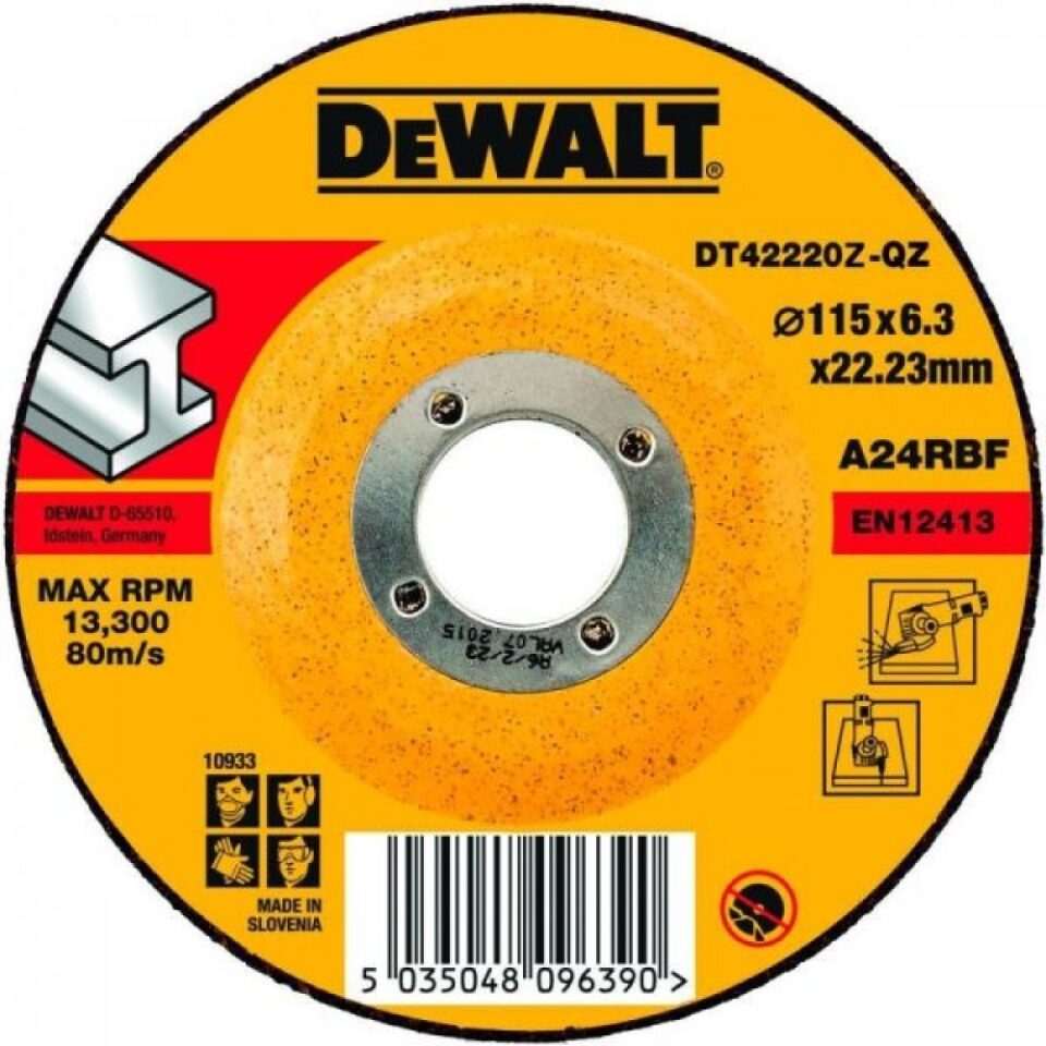 DEWALT BRUSNA PLOČA 115X6,3 22,23 SA UDUBELJENIM CENTROM ZA METAL DT42220