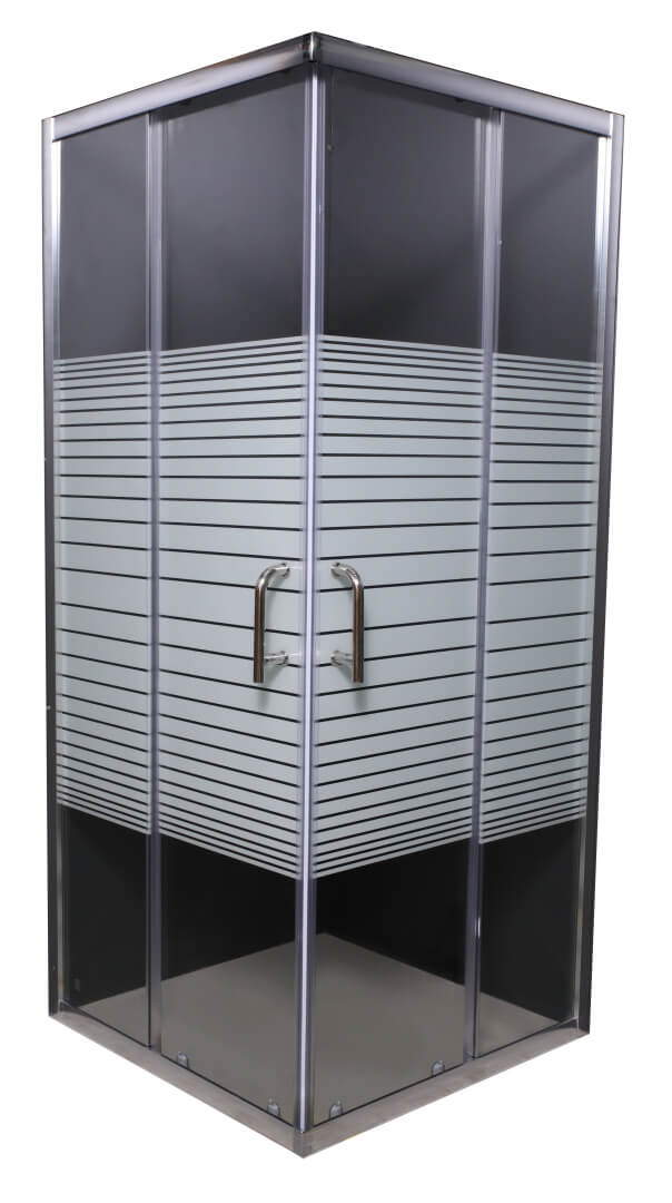 TUŠ PARAVAN 90X90 6MM HROM SA BELIM LINIJAMA